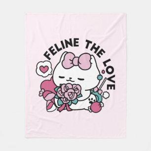 Cute Valentine's Cat Design – Feline the Love Fleece Blanket