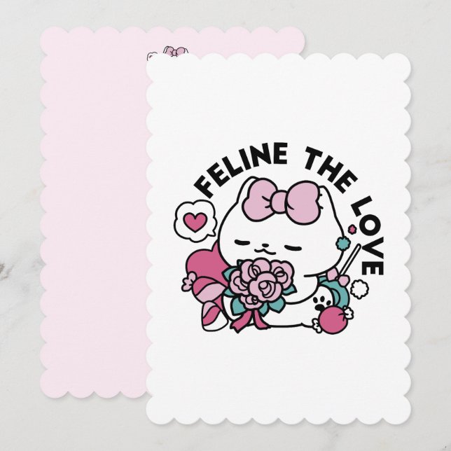 Cute Valentine's Cat Design – Feline the Love Holiday Card (Front/Back)