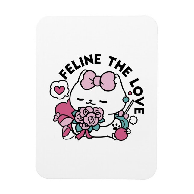 Cute Valentine's Cat Design – Feline the Love Magnet (Vertical)