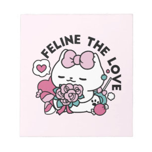 Cute Valentine's Cat Design – Feline the Love Notepad