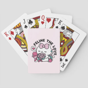 Cute Valentine's Cat Design – Feline the Love Playing Cards