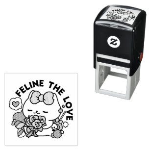Cute Valentine's Cat Design – Feline the Love Self-inking Stamp