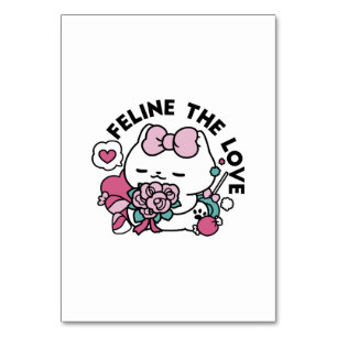 Cute Valentine's Cat Design – Feline the Love Table Number