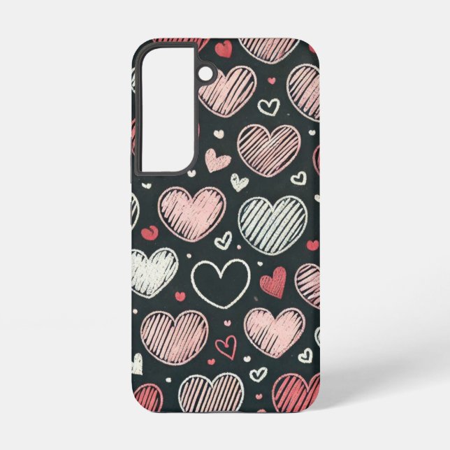 Cute Valentine's chalk hearts Samsung Galaxy S22 Case (Back)