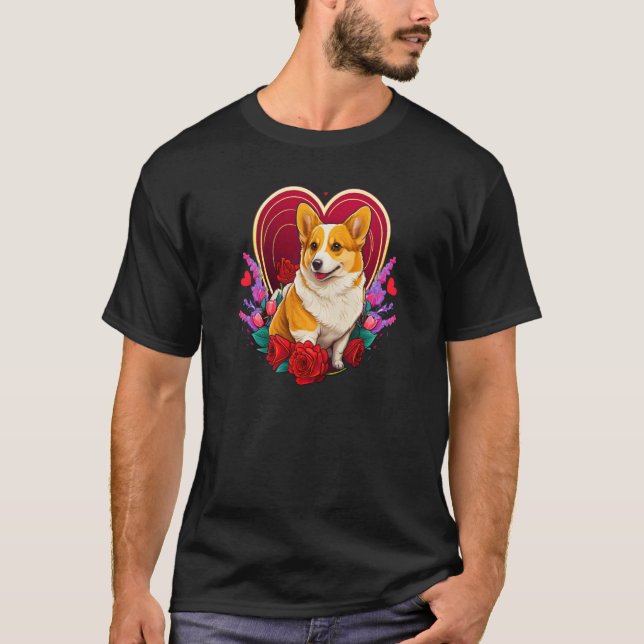 Cute Valentines Corgi Cool Pembroke Welsh Corgi  1 T-Shirt (Front)