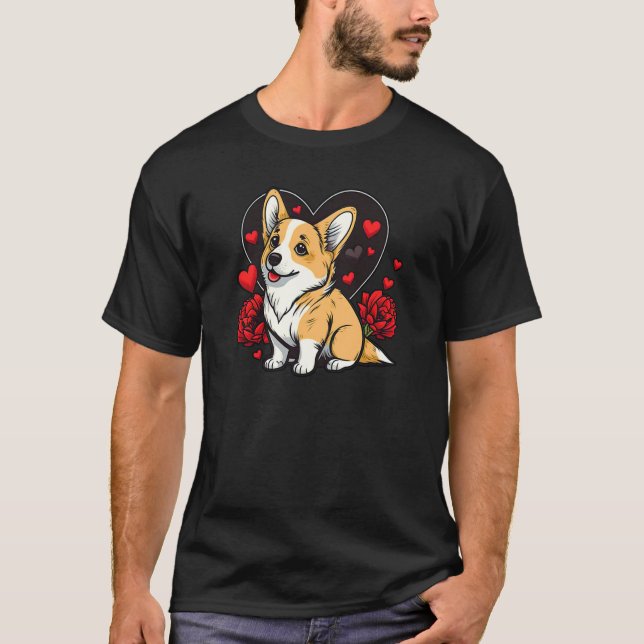 Cute Valentines Corgi Cool Pembroke Welsh Corgi  1 T-Shirt (Front)