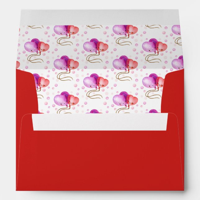 Cute Valentine's Day Balloons customized colour Envelope (Back (Bottom))