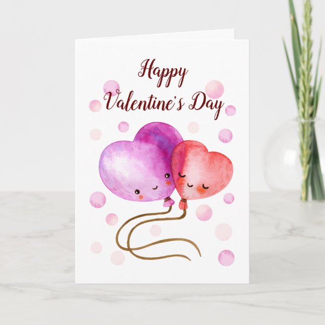 Cute Valentine's Day Balloons Personalized Card (Front)