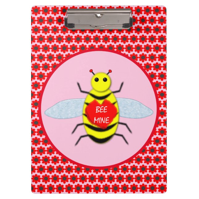 Cute Valentines Day Bee Clipboard (Front)