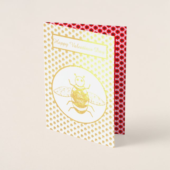 Cute Valentines Day Bee Foil Card (Front)