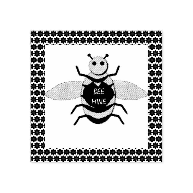 Cute Valentines Day Bee Rubber Stamp (Imprint)