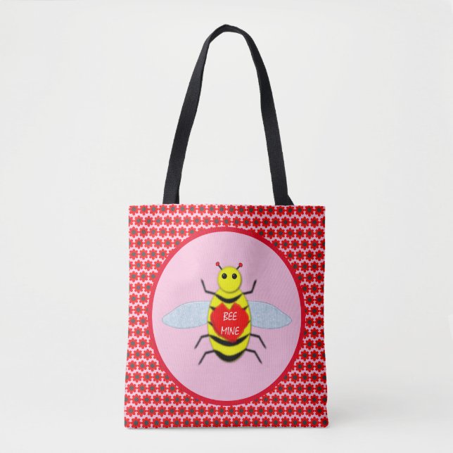Cute Valentines Day Bee Tote Bag (Front)