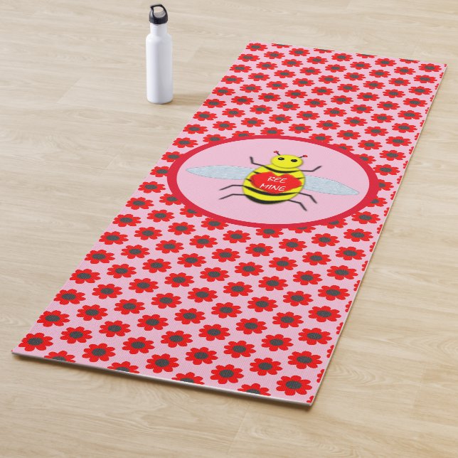 Cute Valentines Day Bee Yoga Mat (In Situ)