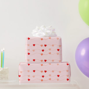 Cute Valentines Day Blush Pink Red Hearts Wrapping Paper