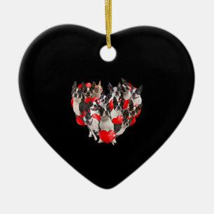 Cute Valentines Day Boston Terrier Dog Heart Puppy Ceramic Ornament
