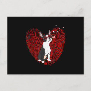 Cute Valentines Day Boston Terrier Graphic Heart Holiday Postcard