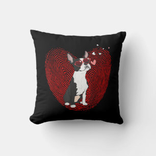 Cute Valentines Day Boston Terrier Graphic Heart Throw Pillow