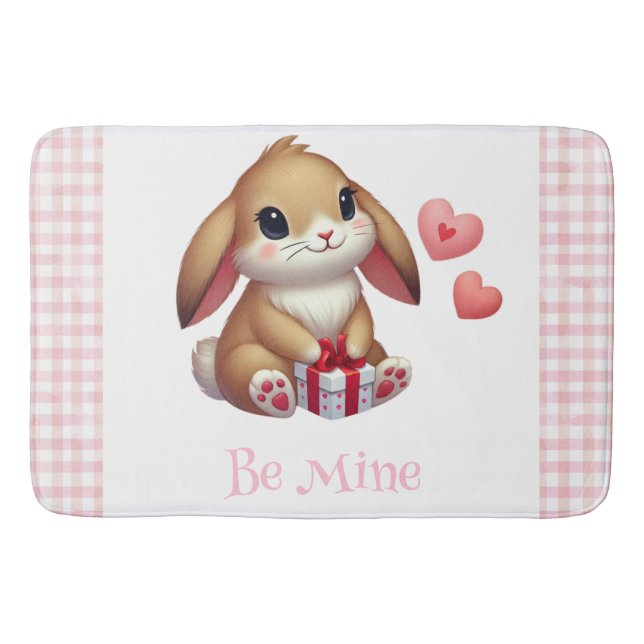 Cute Valentine's Day bunny rabbit  Bath Mat (Front)