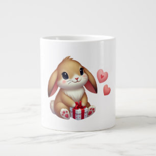 Cute Valentine's Day bunny rabbit  Large Coffee Mug