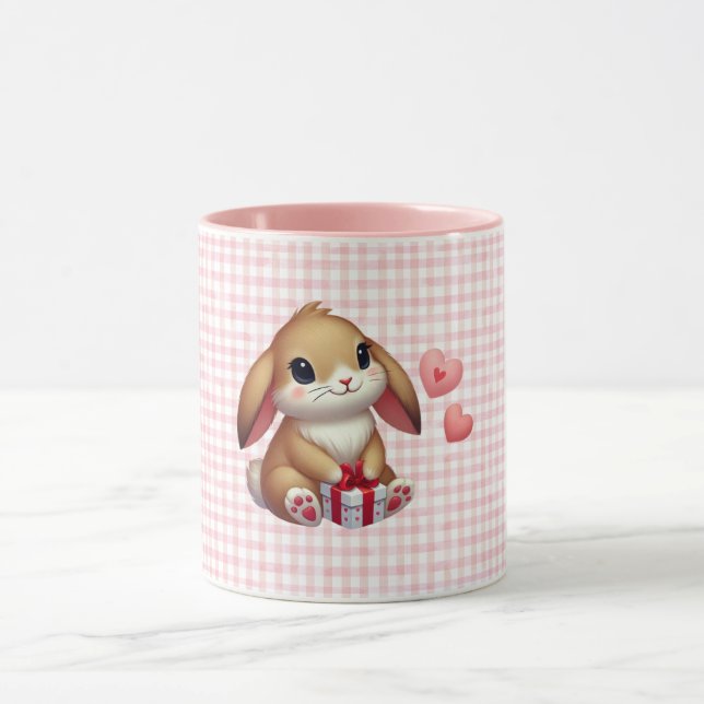 Cute Valentine's Day bunny rabbit  Mug (Center)