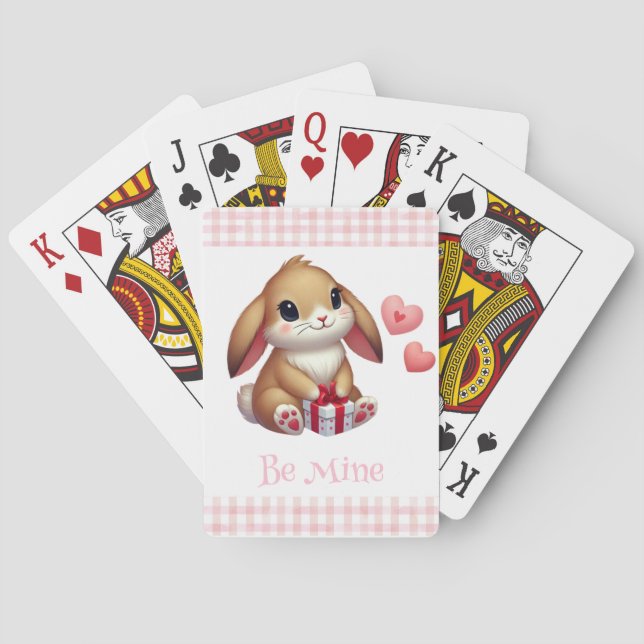 Cute Valentine's Day bunny rabbit  Playing Cards (Back)