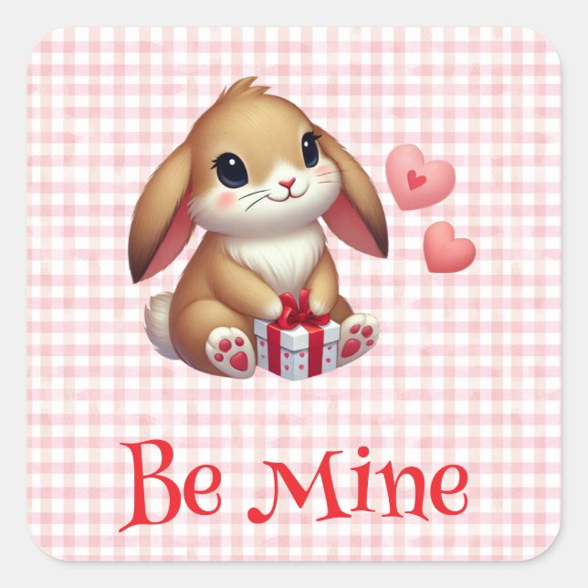 Cute Valentine's Day bunny rabbit  Square Sticker (Front)