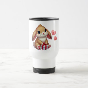 Cute Valentine's Day bunny rabbit Travel Mug