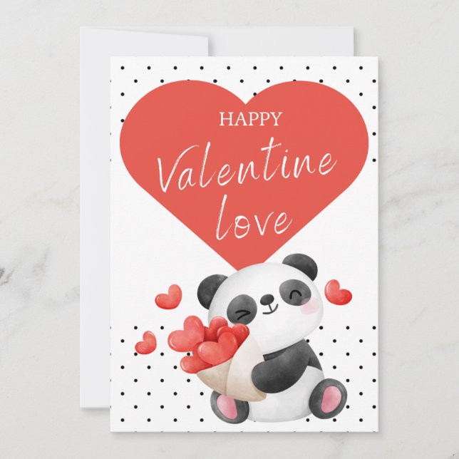 Cute Valentines Day Card Baby Panda Heart  (Front)