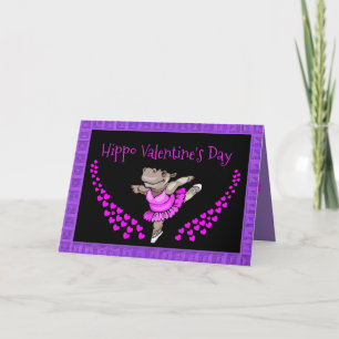Cute Valentine's Day Card with Hippo Ballerina