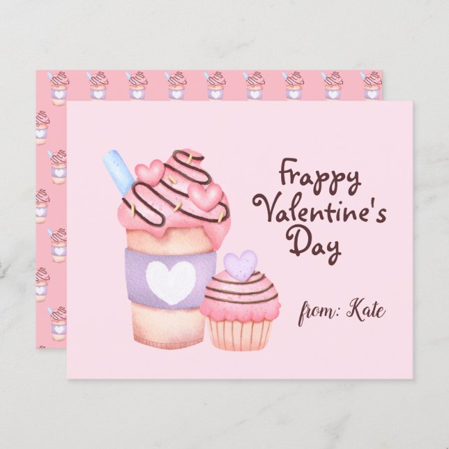 Cute Valentine's Day Cards For Kids Frappuccino  (Front/Back)