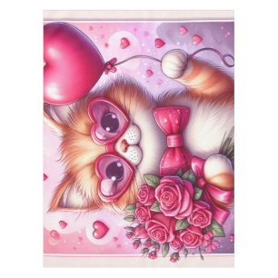 Cute Valentine's day cat/kiten Tablecloth