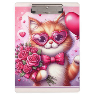 Cute Valentine's day cat/kitten Clipboard