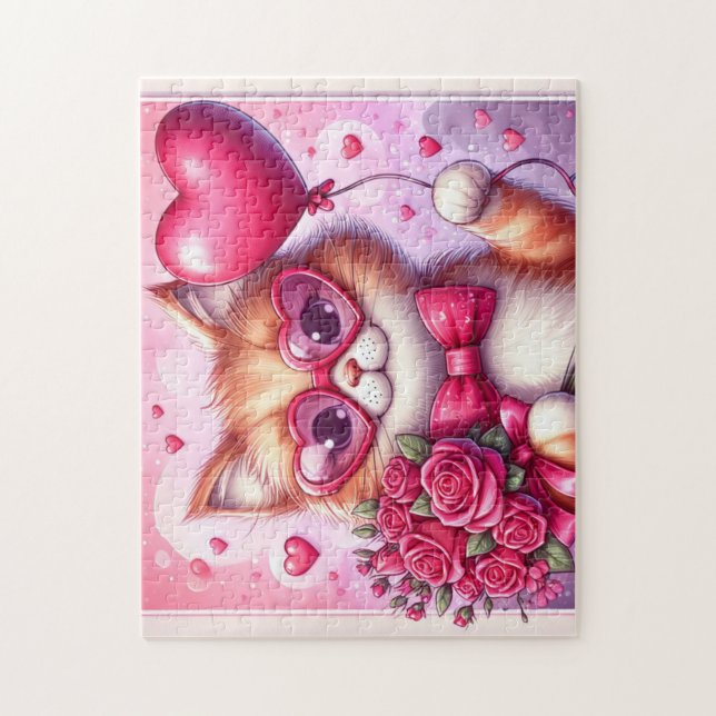 Cute Valentine's day cat/kitten Jigsaw Puzzle (Vertical)