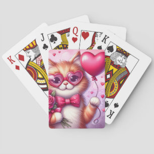 Cute Valentine's day cat/kitten Playing Cards