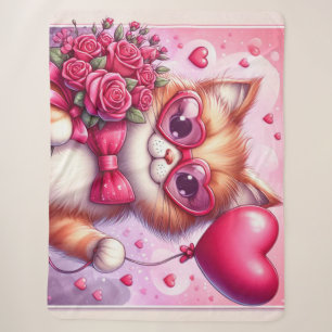 Cute Valentine's day cat/kitten Sherpa Blanket