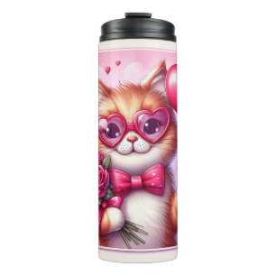 Cute Valentine's day cat/kitten Thermal Tumbler