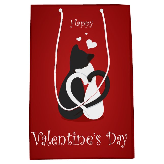 Cute Valentine's Day Cats Love Medium Gift Bag (Front)