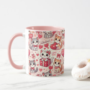 Cute Valentine's Day Chat Mug - Cadeau pour Amoure