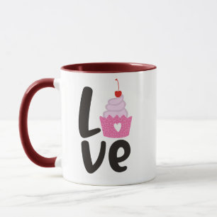 Cute Valentine's Day Cherry Cupcake Coffee Mug