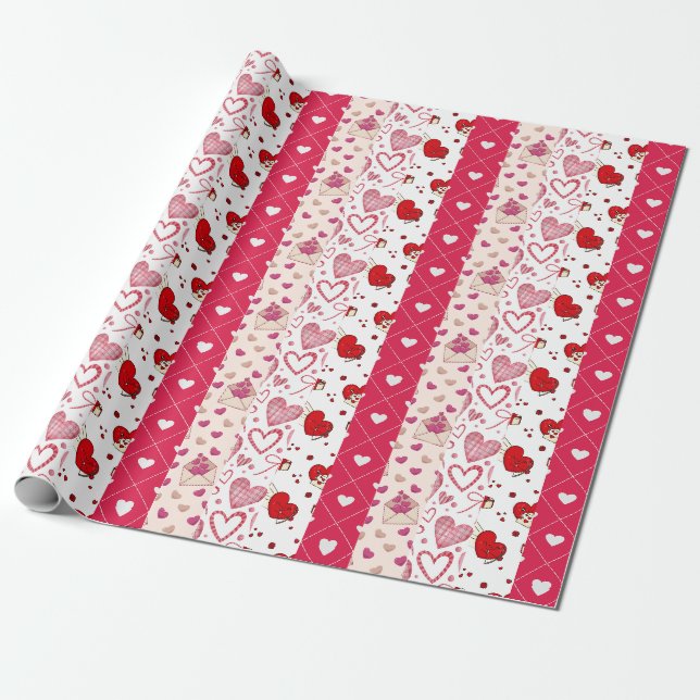 Cute Valentine's Day Collage  Wrapping Paper (Unrolled)