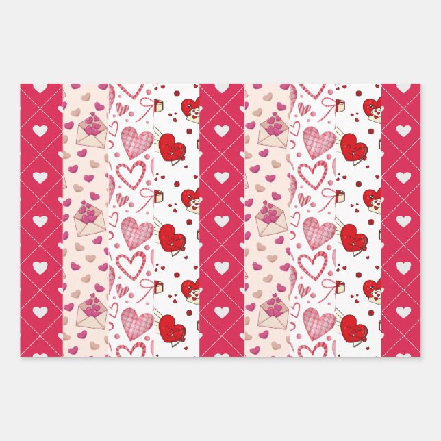 Cute Valentine's Day Collage  Wrapping Paper Sheet (Front 3)