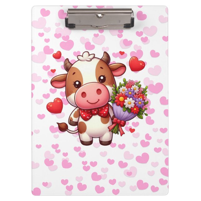 Cute Valentine's day cow Clipboard (Front)