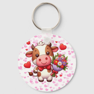 Cute Valentine's day cow Keychain