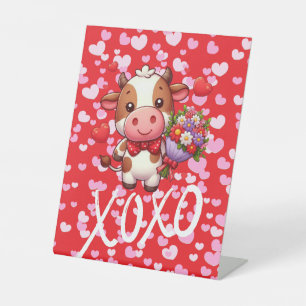 Cute Valentine's day cow Pedestal Sign