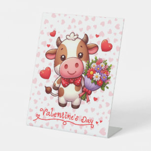 Cute Valentine's day cow Pedestal Sign
