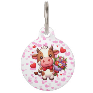 Cute Valentine's day cow Pet Tag