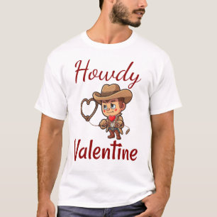 Cute Valentine's Day Cowboy "Howdy Valentine" Hear T-Shirt