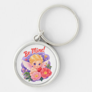 Cute Valentine's Day Cupid with "Be Mine" Keychain