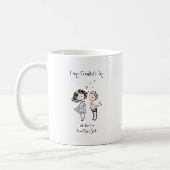 Cute Valentine's Day Custom Message Coffee Mug (Left)