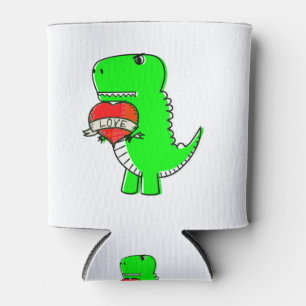 Cute Valentines Day Dinosaur Can Cooler